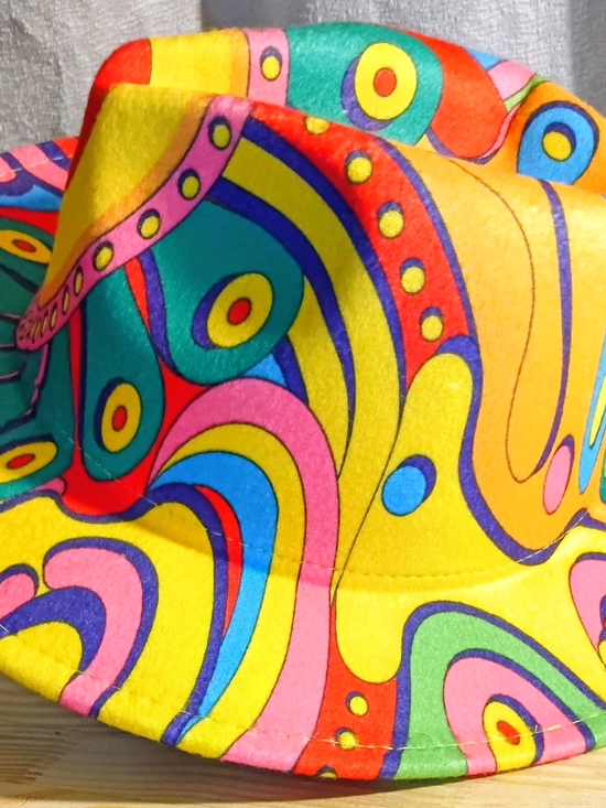 Bucket Hat Accessories - Colorful Psychedelic Bucket Hat - Women's Bright Yellow Multicolor Hat